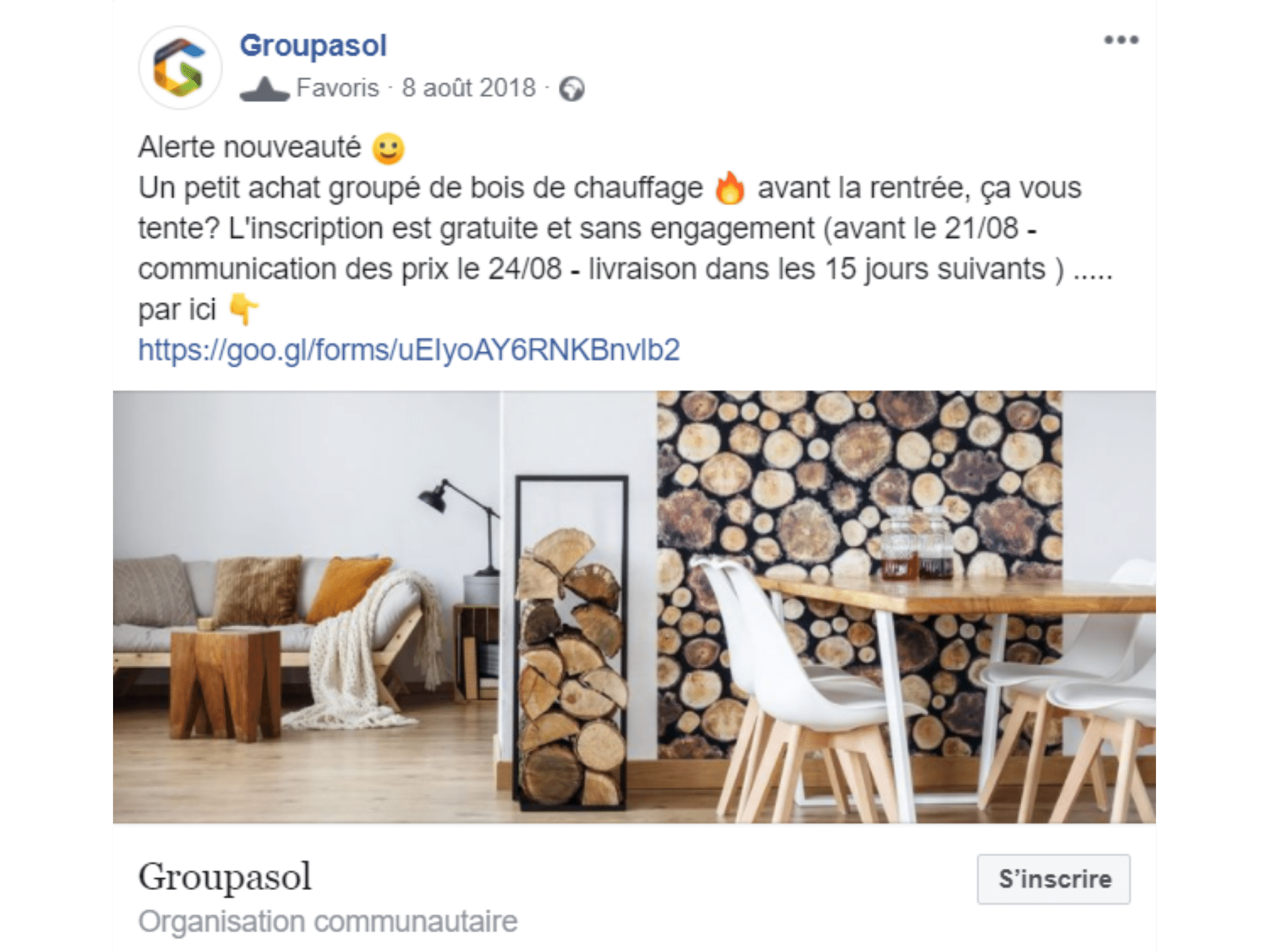 Annonce du premier achat groupé de bois